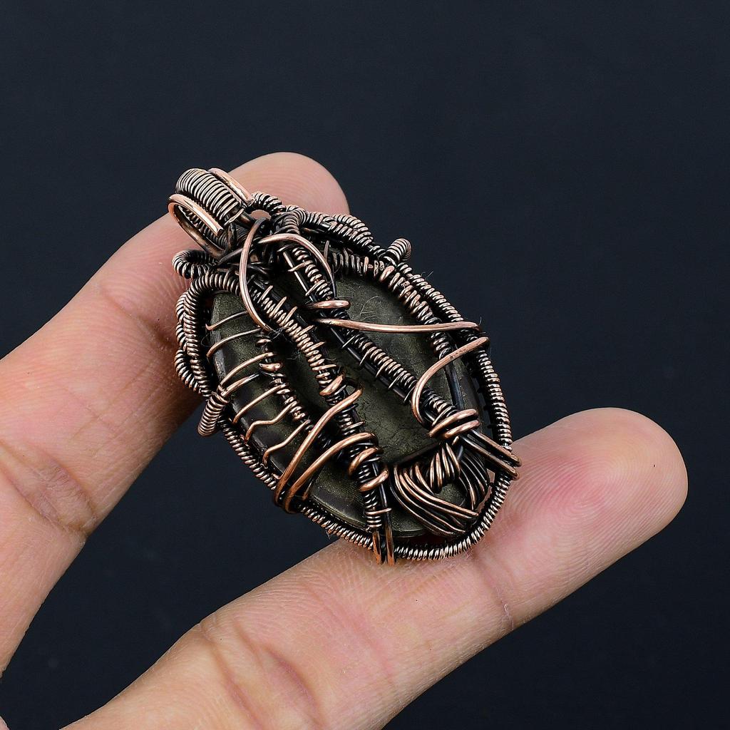 Tree Of Life Golden Apache Pyrite Pendant, 999 Copper Wire Wrapped Jewelry, Gemstone Pendant, Gift For Her Handmade Dainty Jewelry