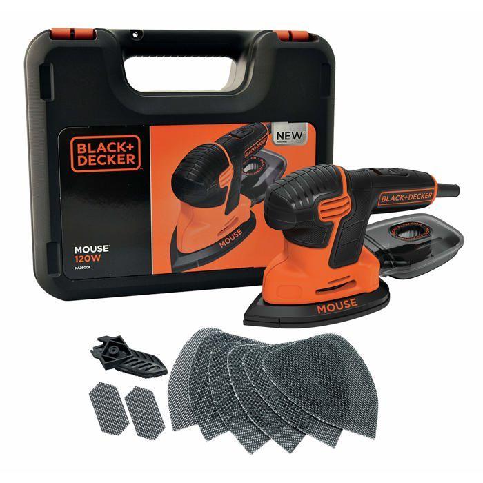 Black &amp; Decker KA2500K Compact Mouse ponceuse 120W avec accessoires &amp; coffret