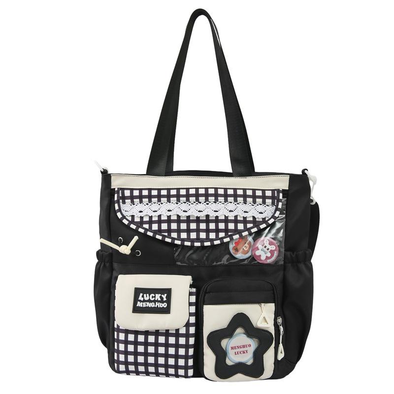 Damen Umhängetasche Studenten Buch Tasche Große Kapazität Handtasche Farbblock Umhängetasche