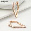 SIMJOO Zircon Geometric Earrings for Women with Stylish Simple Rose Gold Design Earrings