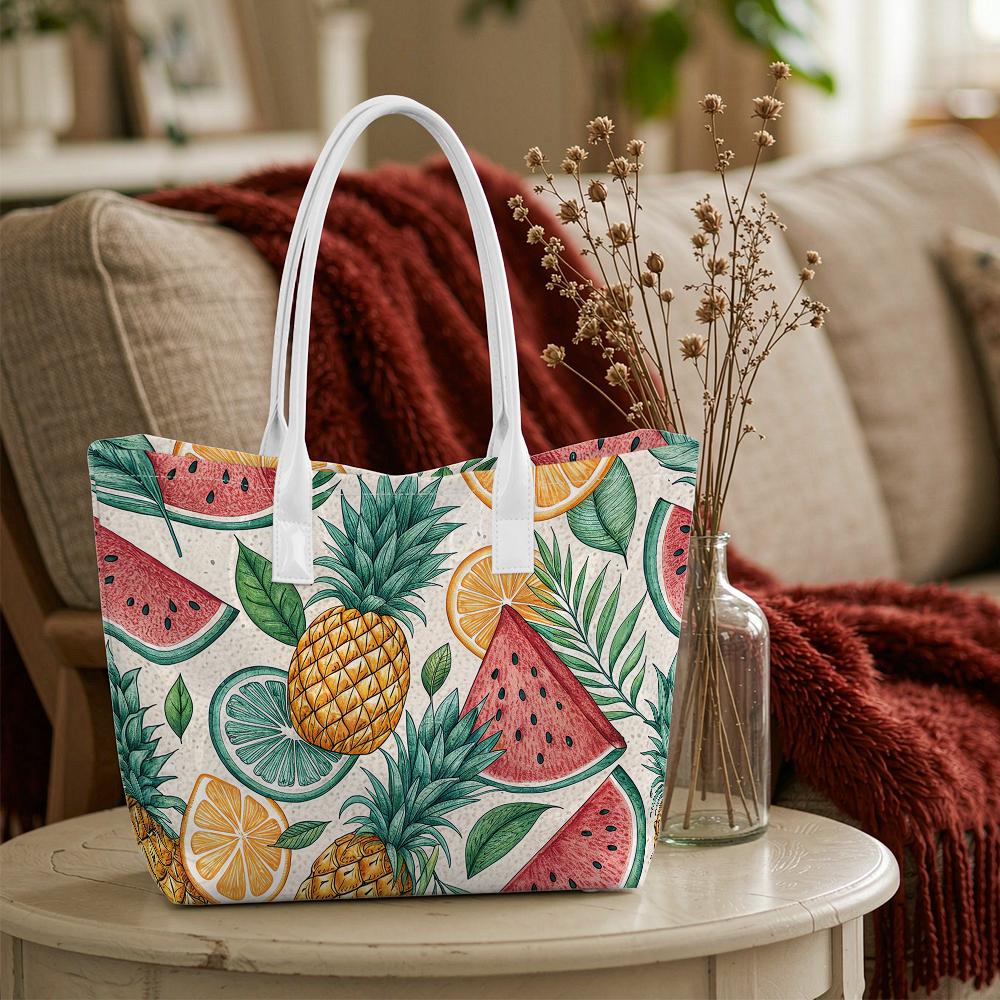 Summer Fruit Printed Tote Bag Casual Lightweight Shoulder Bag for Daily Shopping Travel
