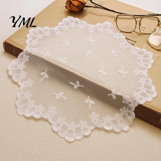 Retro European Style Table Linens Lace Placemat, White Floral Doilies, Embroidered Mat, Elegant Photo Backdrop Prop Sheer Mesh Doily for Tea