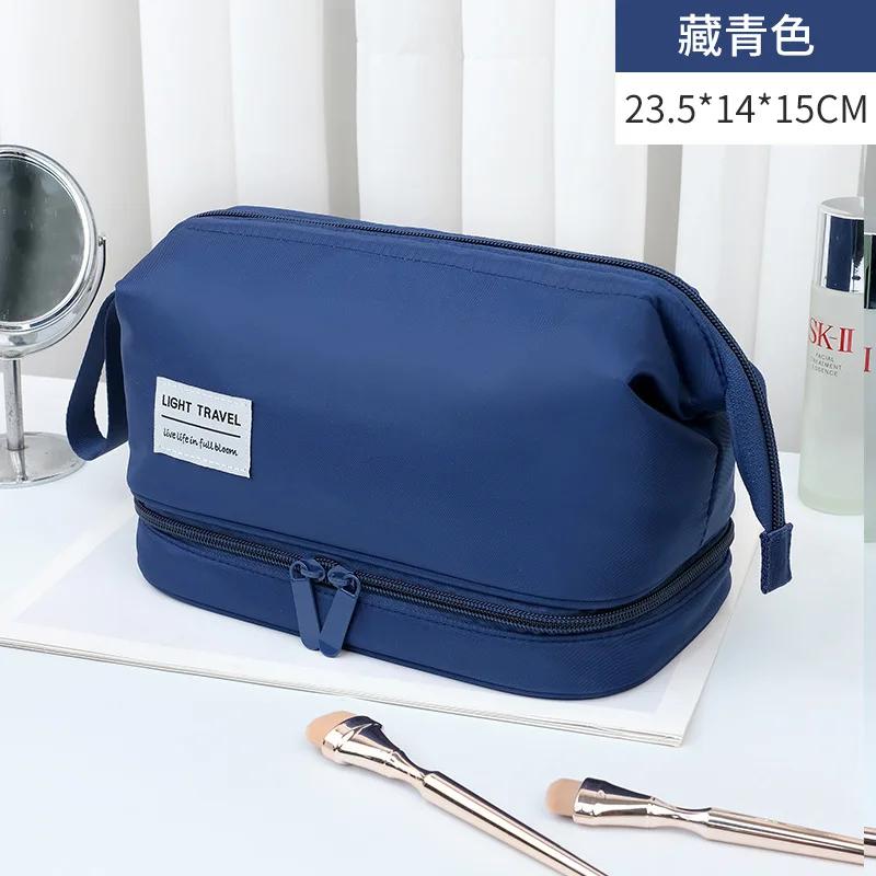 Travel Portable Cosmetic Brush Bag Large Capacity Double Layer Waterproof Makeup Pouch Women Storage Bag Toiletries Organizer