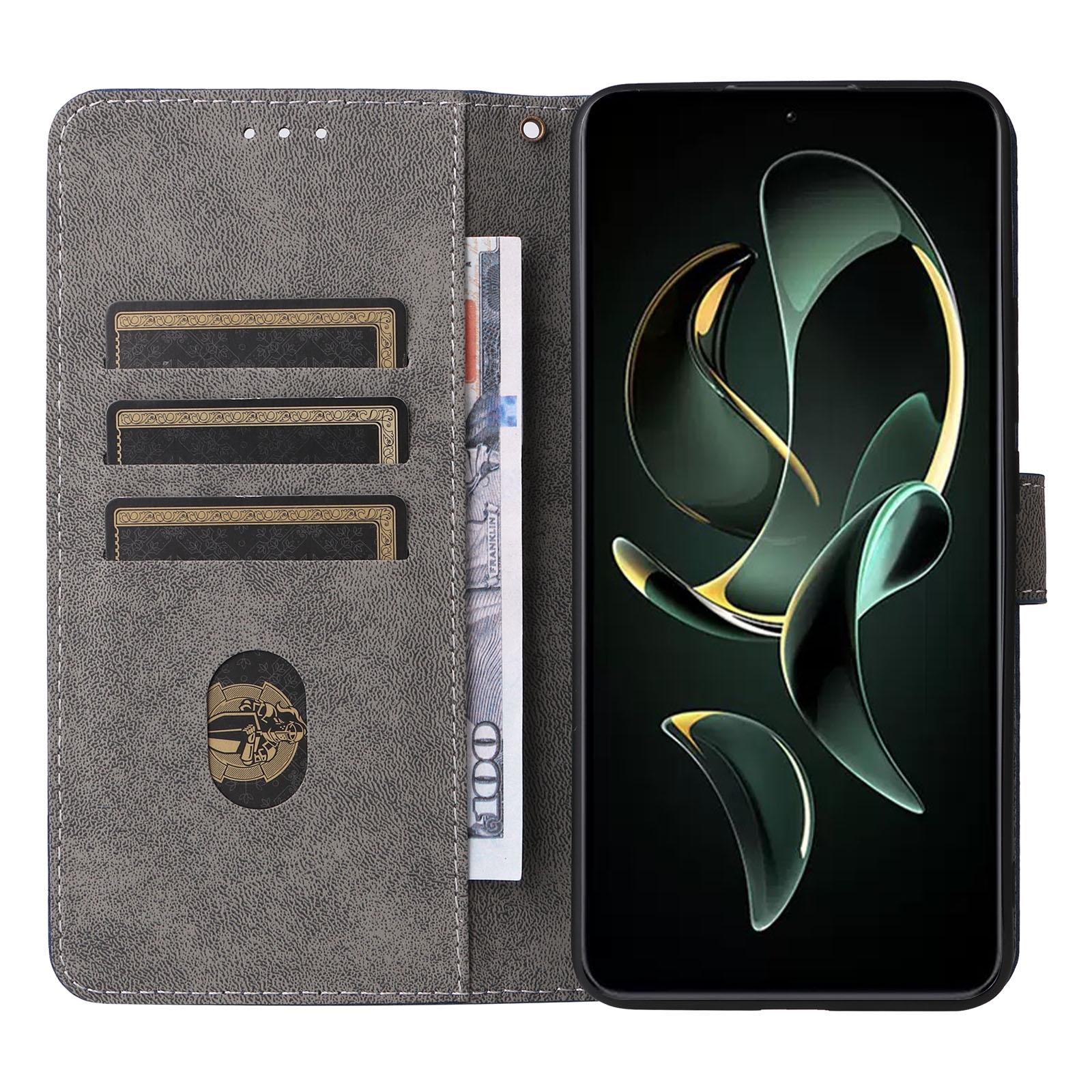 

For Xiaomi 13T/13T Pro/Redmi K60 Ultra PU Leather Stand Cover RFID Blocking Wallet Shell Anti-Scratch Phone Case with Strap Brown