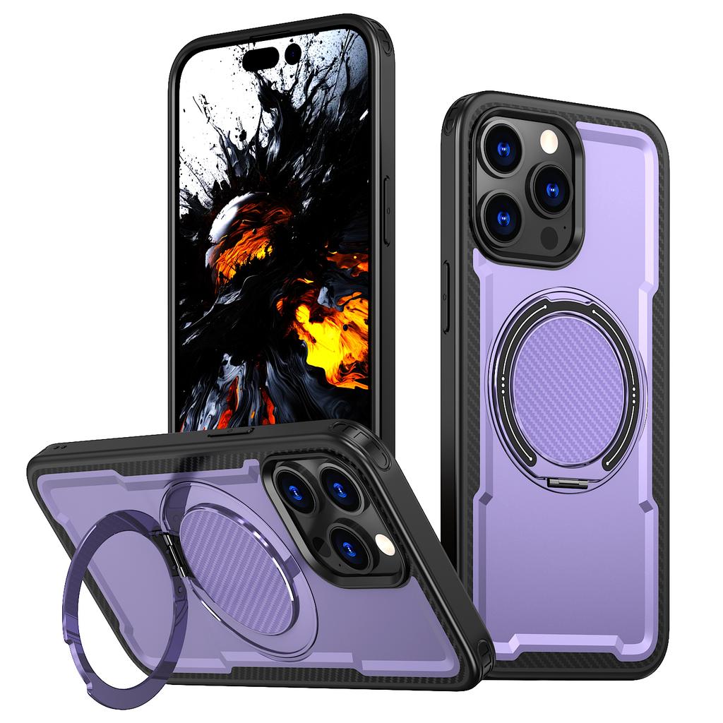 For iPhone 13 Pro Max Case Compatible with MagSafe TPU + PC Phone Cover with Damping Rotating Stand