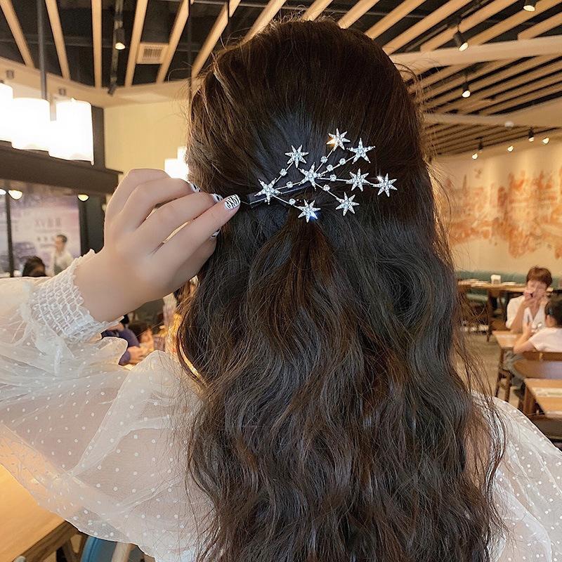 1pc New Alloy Starry Hair Clip with Side Bangs and Broken Hair Clips, Duckbill Clip Headband and Hair Accessories