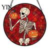 Christmas Gothic Theme Ornament Retro Halloween Pendant, Ghost/Bat/Spider Web/Pumpkin Head Print, Hand Painted Ghost Disc Vintage Acrylic Hanging for
