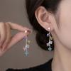 New Korean Temperament Colorful Square Crystal Beads Tassel Dangle Earrings for Women Party Statement Earrings Jewelry Gifts