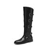 New Women's Martin Boots Stacked Leather Versatile Large Size Women's Boots Sleeve Round Head Cowhide Comfortable Soft-soled High Boots
