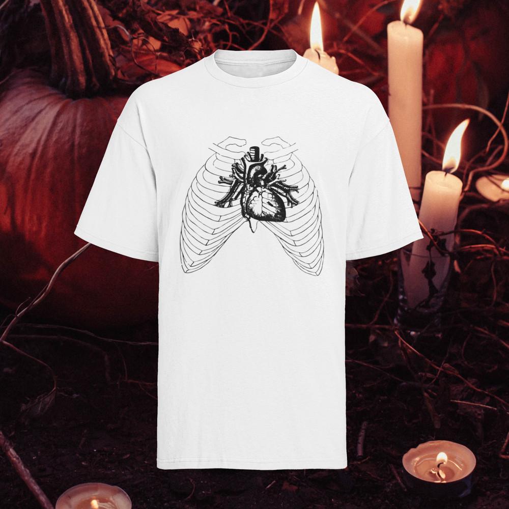 Herren T-Shirt Bio Baumwolle Hallowen Geister Kostüm Herz Tot Gruselig