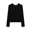 Early Fall Crewneck Pullover Top, Versatile Casual Layering Top for Everyday Wear, Black