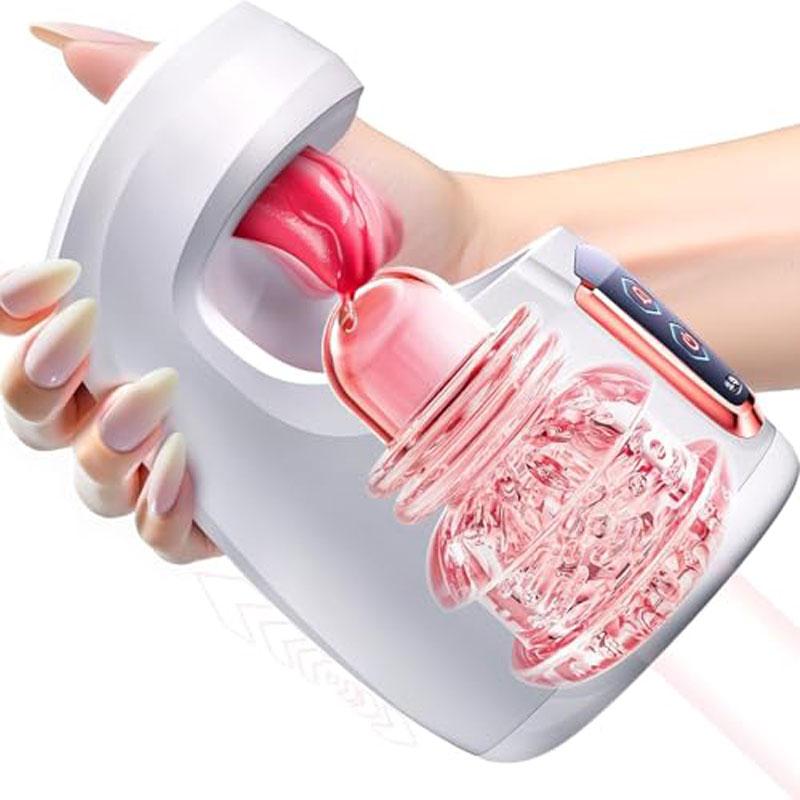 Tongue Licking Male Masturbator 10 Thrusting Blowjob Sex Machine Stroker for Training Stimulation Sex Toys for Men Pleasure