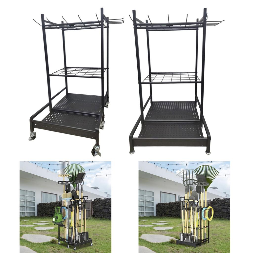 Yard Tool Steel Rack Storage Holder Organization Garden Patio Tool Organizer
