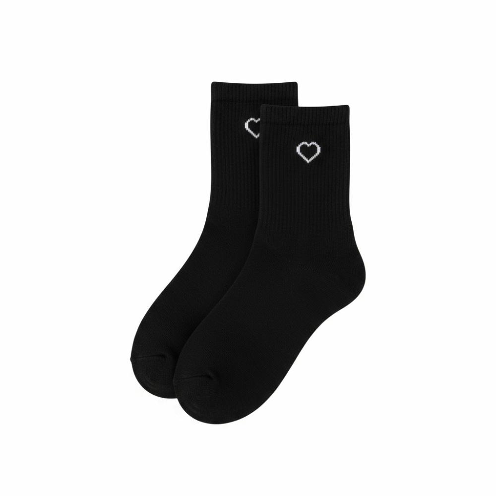 

Fashion Sweet Women Socks Sweat Absorption Comfortable Heart Patterned Socks Breathable Casual Socks Spring Summer One Size чёрный