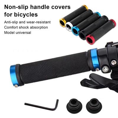 1 Pair Bicycle Handlebar Grip Cover with Ends Screwdriver Tool Non-slip Rubber Aluminum Alloy MTB Road Mountain Bike Handle