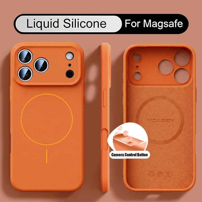 Magnetic For Magsafe Liquid Silicone Case For iPhone 17 Pro Max 16 15 14 13 17E 16E Funda Built-in Magnet Shockproof Soft Cover