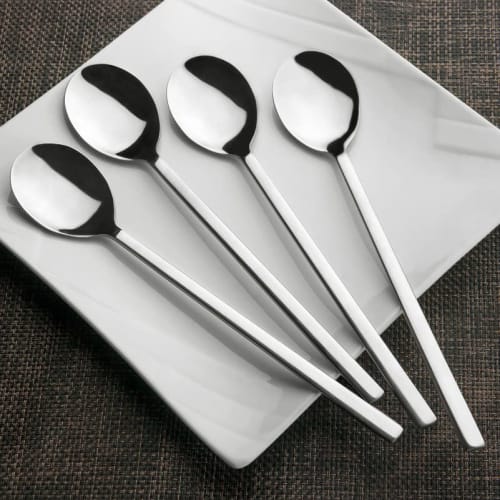 AOOSY 8-Piece Cutlery Set for 4 People, Spoon and Chopsticks, Dishwasher-Safe, Square-Shaped, Korean Style, Stainless Steel with a Mirror Finish and S