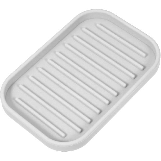 VOCOSTE Soap Dish, Soap Cleaning Storage, Keep Soap Dry for Home Bathroom Kitchen, Silicone, White, 13.5x9cm