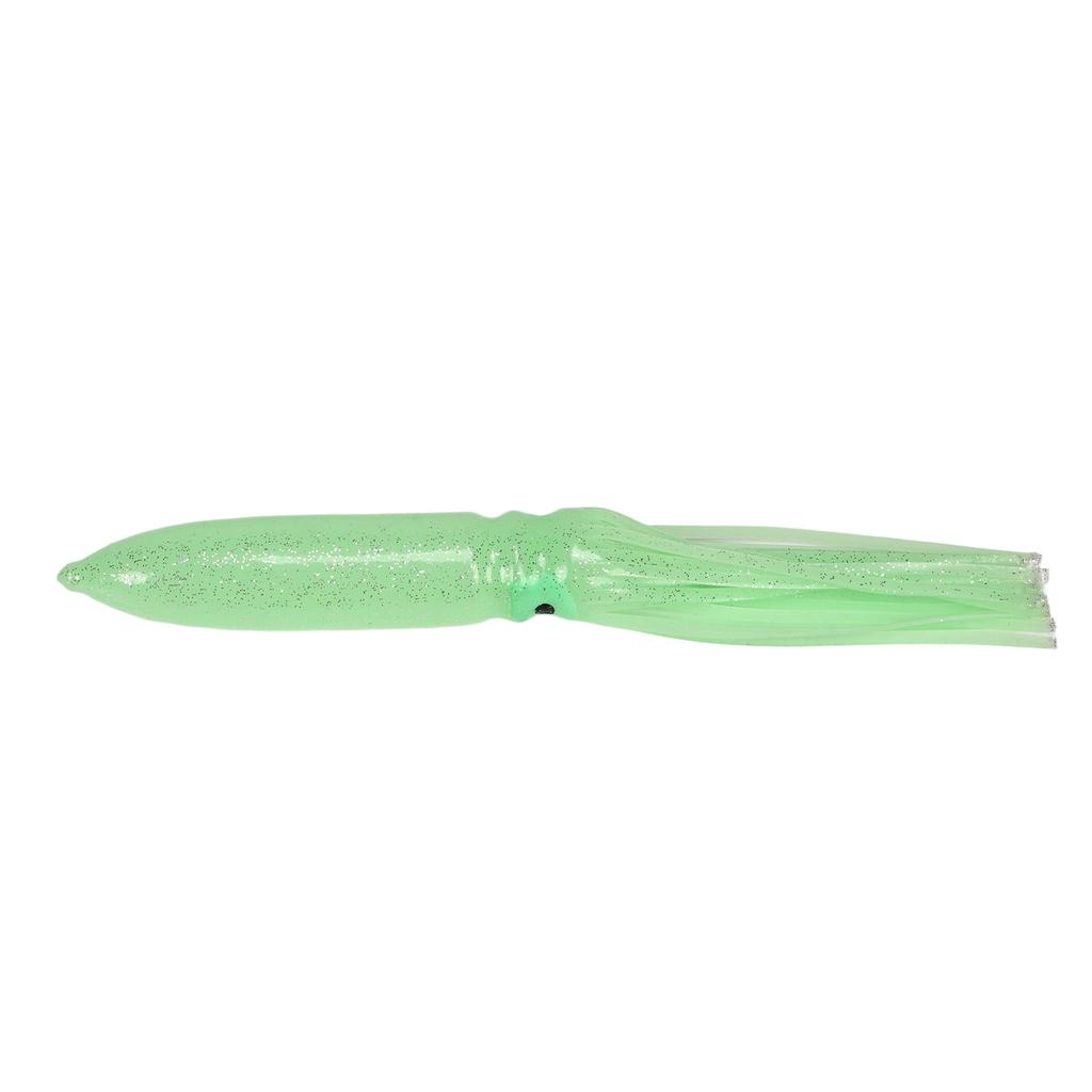 10 Pcs Squid Lure 30cm Silicone Lifelike Luminous Squid Skirt Fishing Bait with Hook Green