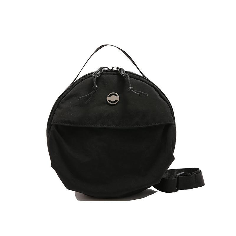 Small Nylon Round Purse With Zipper Compartment And Inner Slip Pocket For Daily Womens Style