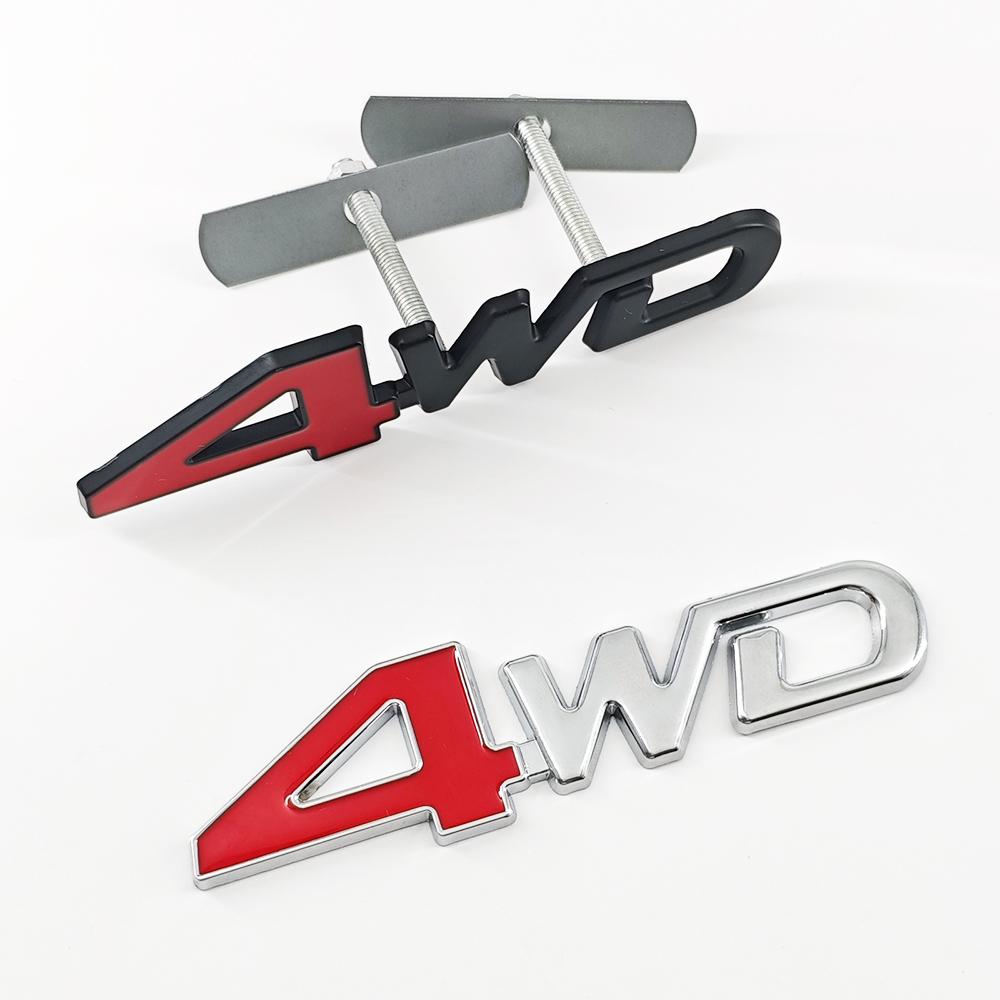 3D Metal 4WD Logo Letters Grill Emblem Badge Fender Car Trunk Sticker Decal For Honda Suzuki CRV Accord Civic Toyota Accessories