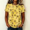Damen Freizeit Pullover Kurzarm T-Shirt Blumenprint Rundhalsausschnitt Oberteil Weiches Leichtes Sommer-T-Shirt für den Alltag