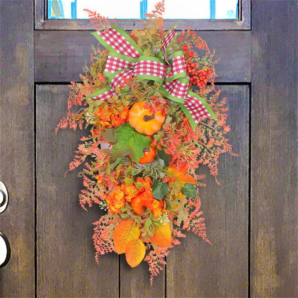 Fall Wreaths For Front Door, Artificial Leaf Pumpkin Berry Wreath For Wreath Indoor Outdoor Decorations