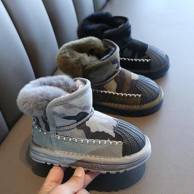 Mode retro kinder schnee stiefel neue winter warme schuhe gestapelt verdickt jungen baumwolle schuhe