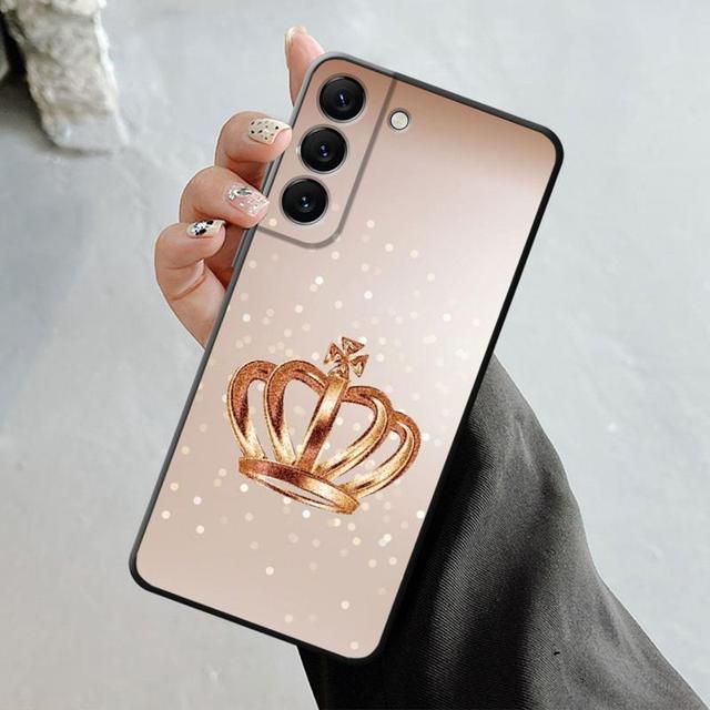 Phone Case For Samsung Galaxy S23 S22 S21 S20 Fe Ultra S10 S9 S8 Plus Note 20ultra 10plus Cover Rose Gold Pink Queen Princess