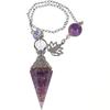 Antique Silver Seven Chakra Crystal Resin Pendulum with Semi-Precious Chips Pendant