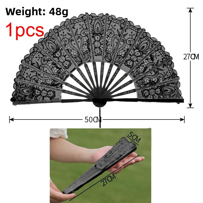 

1 шт. Складные веера с кружевной резкой и кисточками для свадебного декора, украшения комнаты, европейский ручной подарок для вечеринки 50x17cm чёрный