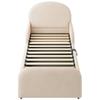 Gestoffeerd Kinderbed 90x200 met Hydraulische Opbergruimte, Velours Bedframe met Hoge Hoofdsteun, Voetbord en Semi-Hoge Veiligheidsleuning, Beige