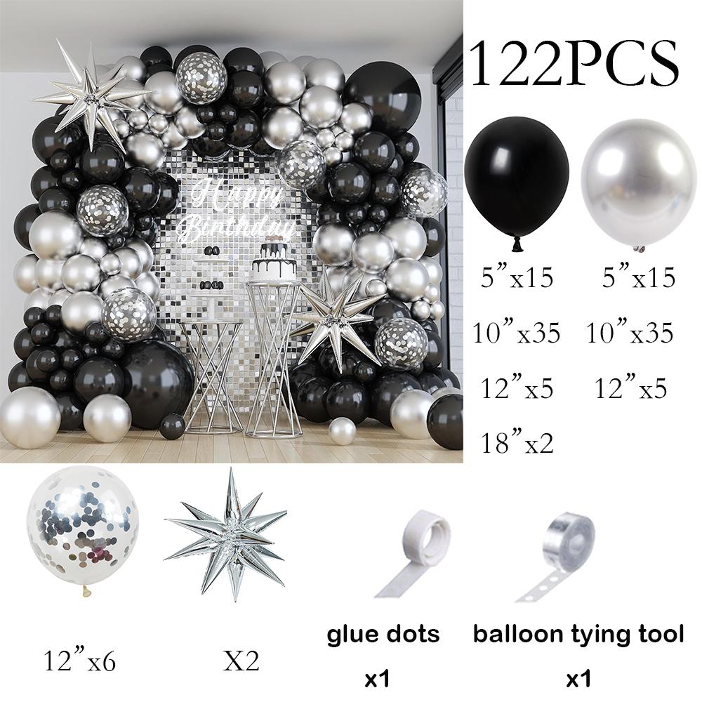 

Black Silver Balloons Garland Silver Confetti Balloon Arch Kit Silver Explosion Star Foil Globos Graduation Birthday Party Decor AS Picture
