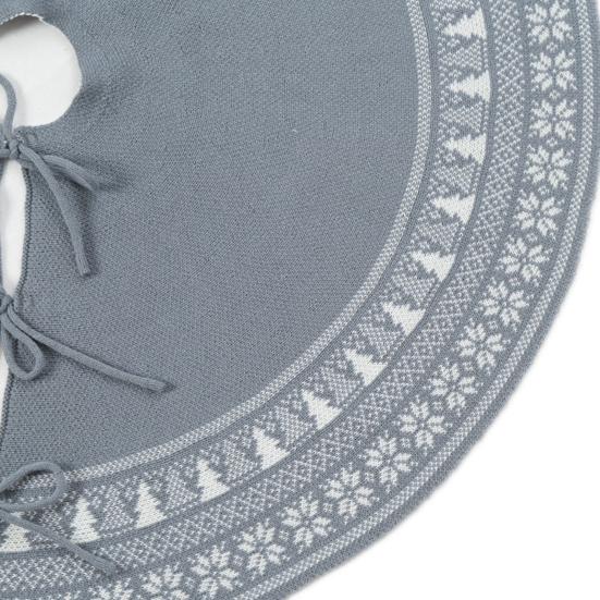 Knitted Christmas Tree Skirt Rustic Thick Snowflake Xmas Tree Skirt Holiday Farmhouse Decoration for Home Party Decor