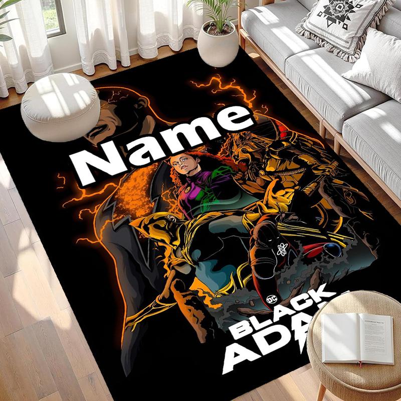 Custom Name Personalized Black Adam Print Carpet, Versatile Home Decor Rug, for Playroom, Apartment, Balcony, Entryway, Hallway Gift
