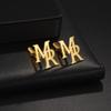 Atoztide Custom Initials Letter Necklace Brooch Cufflink Jewelry Set Personalized Stainless Steel for Women Men Birthday Gifts