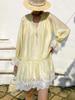 Women's Long Sleeve Elegant Tencel Linen Dress - French Southern Summer Vacation Style