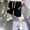 Men Summer Trendy Print Sports Joggers Drawstring Straight Youth Casual Streetwear Pockets Loose Short Pants