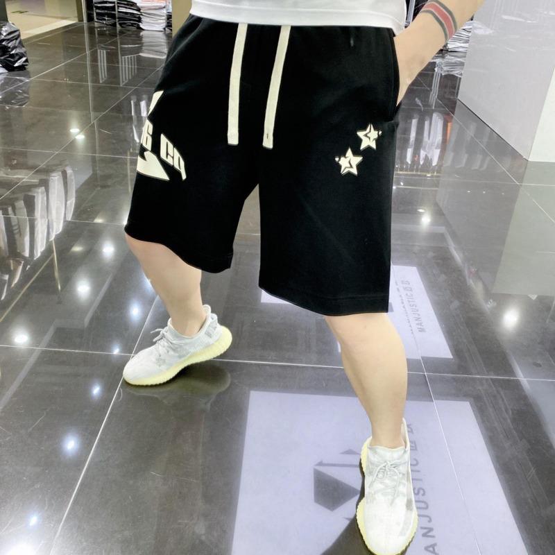 Men Summer Trendy Print Sports Joggers Drawstring Straight Youth Casual Streetwear Pockets Loose Short Pants