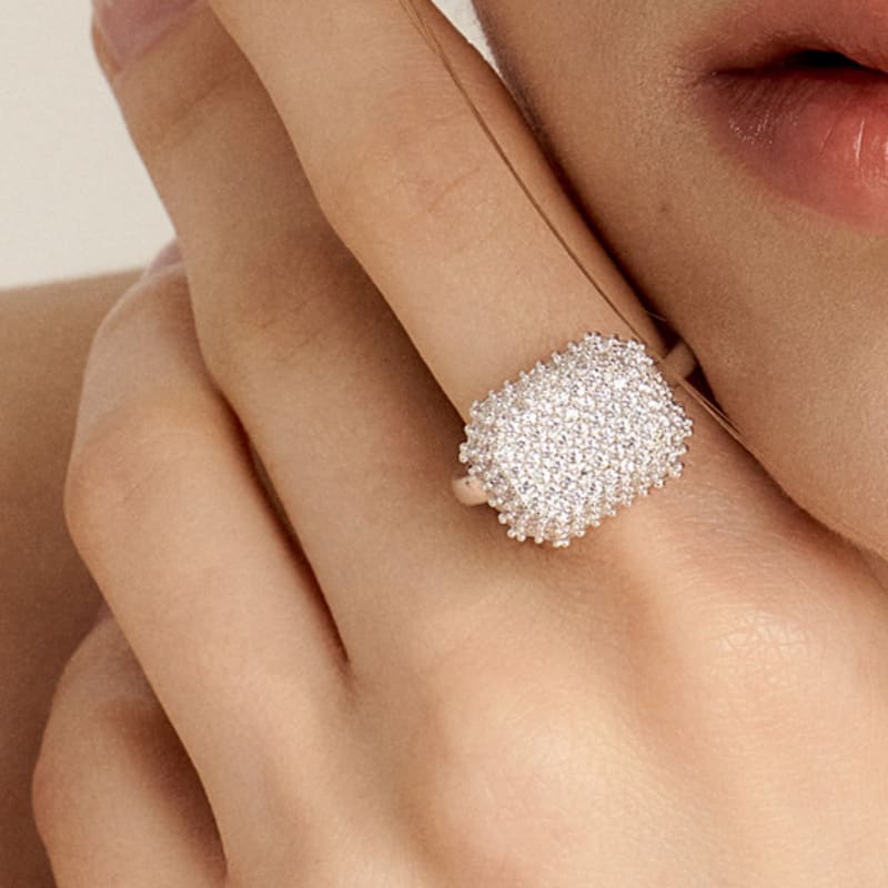 UNI.J [Ir248] Luxury Pave Silver Ring