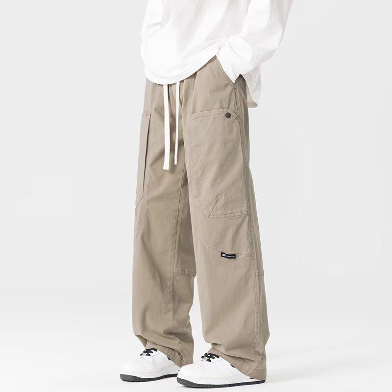 2025 Men's American & Korean Style Casual Wide-Leg Pants - Versatile, Trendy, Floor-Length Trousers for Autumn