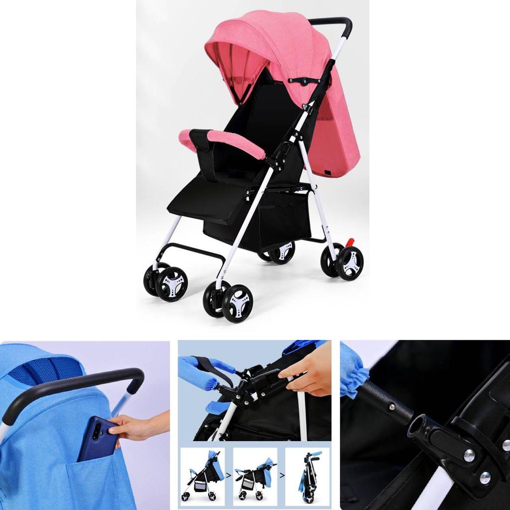 Lightweight Versatile Baby Stroller For Easy Travel Comfortable Seating And Lying Options