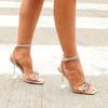 Fashion 2024 New Summer Comfortable Versatile Sandals Casual Back Strap Bow Rhinestone Stiletto Women's Shoes Zapatillas Mujer