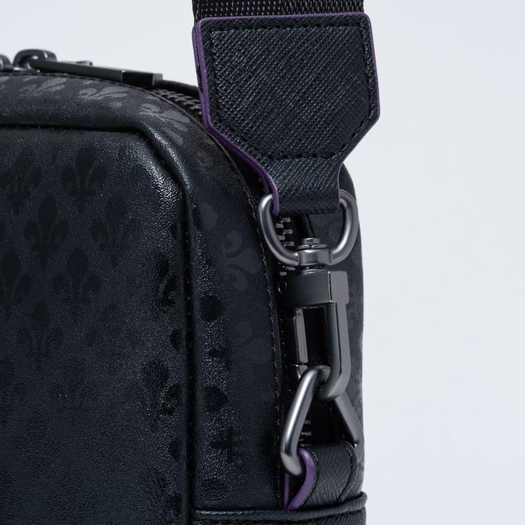 Unisex Schultertasche mit BLACK KINGHerren/Damen (Vertikale) Fleur-de-lis Monogramm, Kompakt, PVC, Wasserabweisend