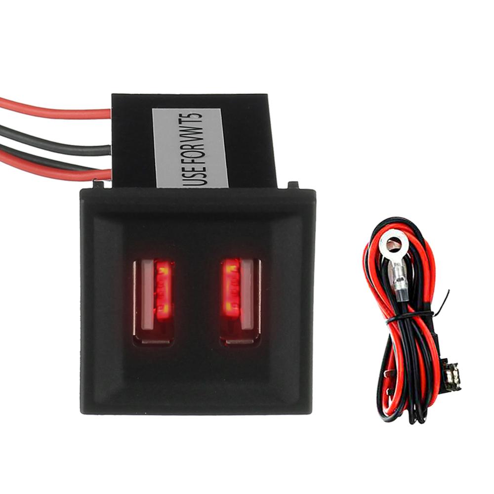 Ładowarka Samochodowa USB Podwójne Gniazdo Dla Volkswagen Voor VW T5 Transporter 2003-2009 Złącze Interfejsów USB Automobilowe Części do Ładowania