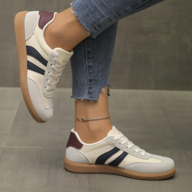 Women's Casual Flat Bottom Sports Shoes Color Block Retro INS Summer New Style Polyurethane Upgraded Version Rubber Sole
