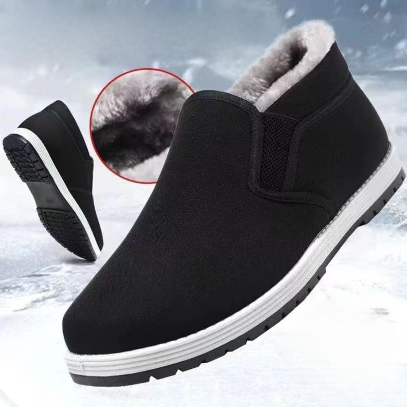 Męskie bawełniane buty z polarem, jednonożne buty z materiału, buty z miękką podeszwą antypoślizgową