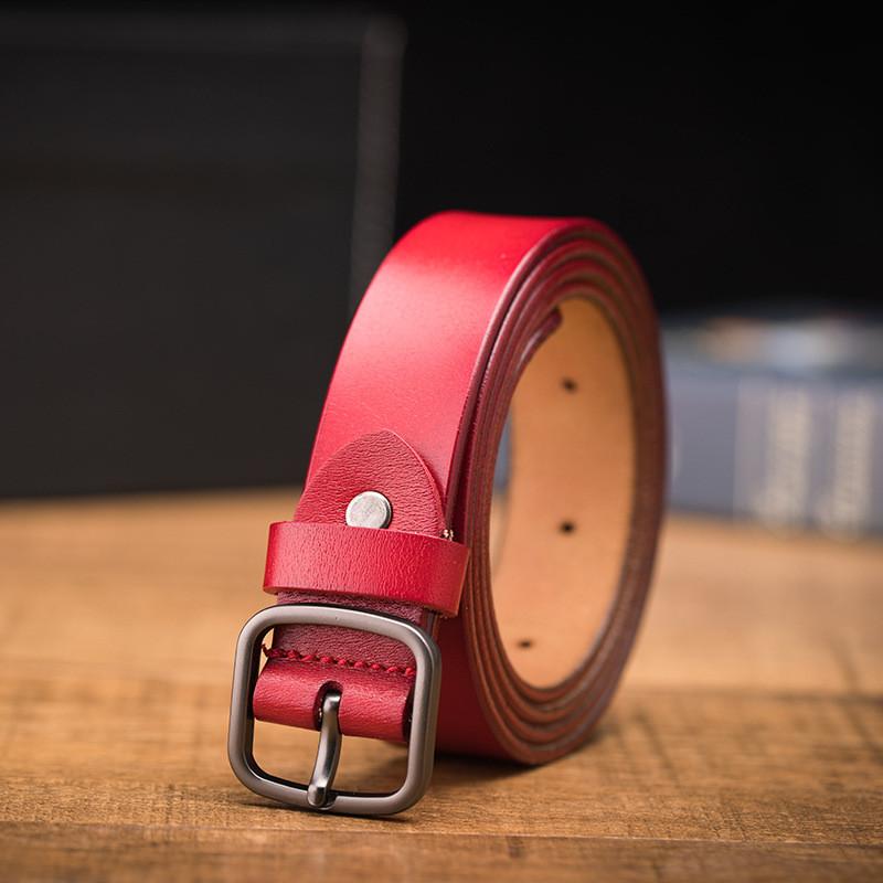 Elegant Leather Waist Belt Women Slim Design Simple Buckle Formal Use Casual