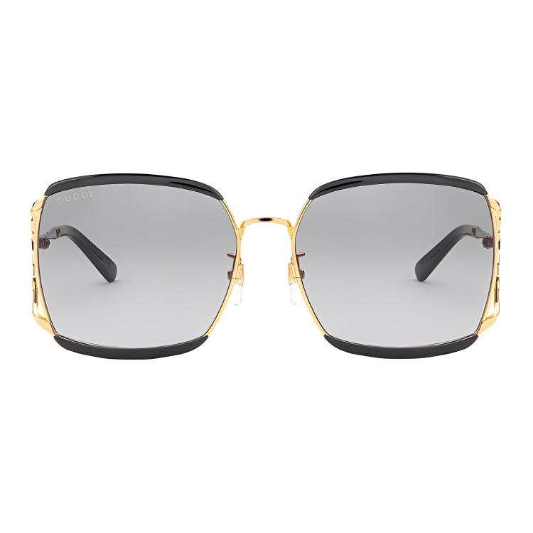 GUCCI Vintage Fashion Butterfly Square Frame Sunglasses Grey Gold Plate Frame Square Sunglasses Women's