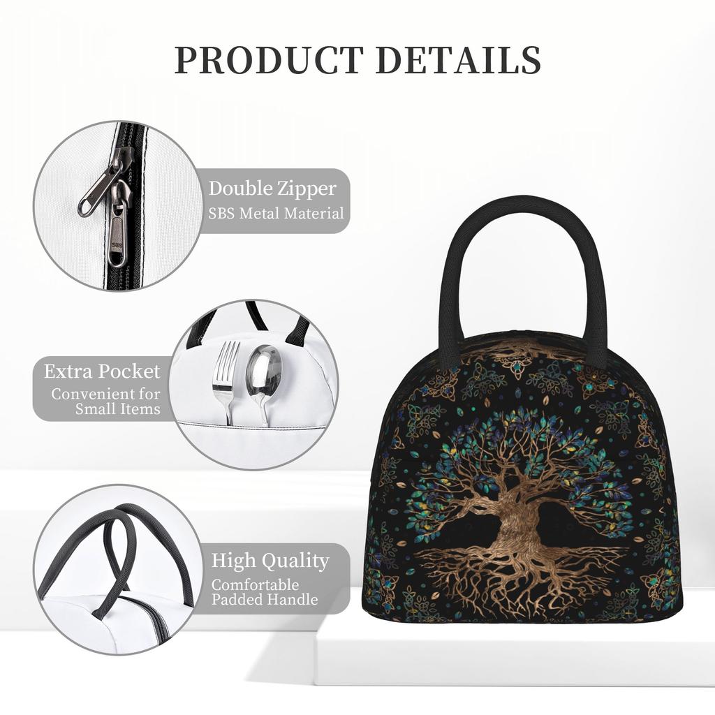 Tree of Life Insulated Lunch Bags Thermal Bag Reusable,Lunch Container Ragnar Lagertha Large Tote Lunch Box Food Handbags